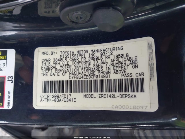 2012 TOYOTA COROLLA 5YFBU4EE9CP014921 Photo 8