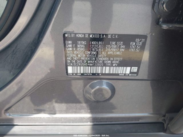 2021 HONDA HR-V 3CZRU5H54MM722920 Photo 8