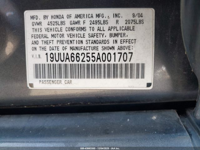 2005 ACURA TL 19UUA66255A001707 Photo 8