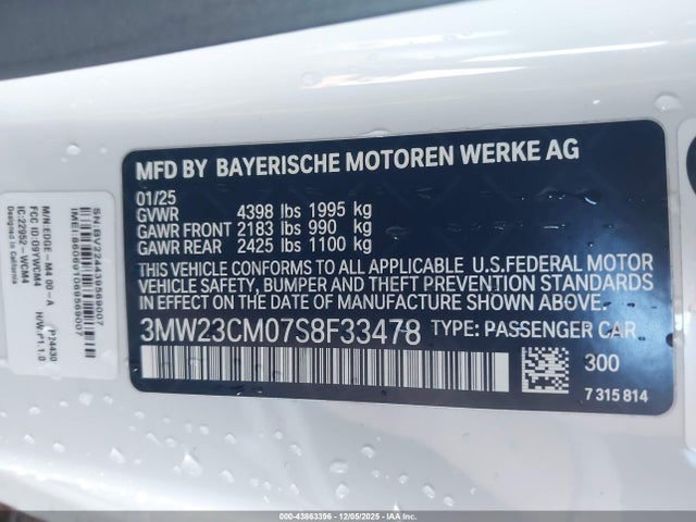 BMW 230I 2025 3MW23CM07S8F33478 Image 9