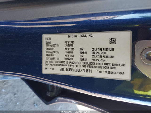2020 TESLA MODEL 3 5YJ3E1EB3LF741571 Photo 8