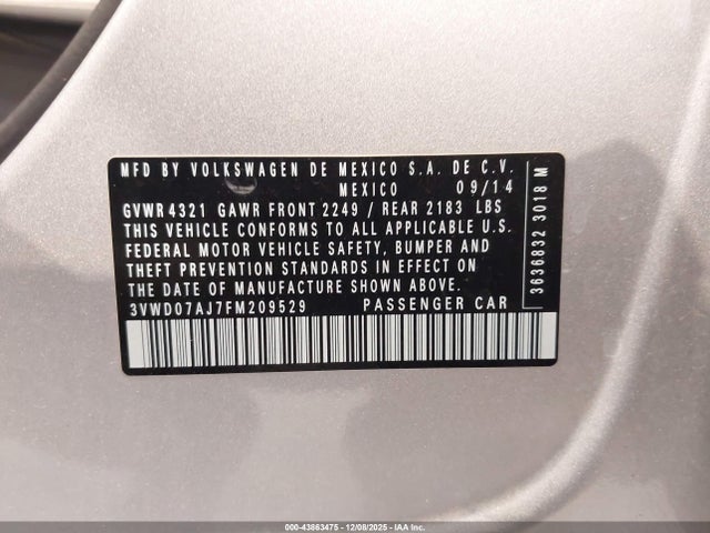 3VWD07AJ7FM209529 Volkswagen Jetta 1.8t Se