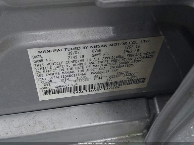 2006 NISSAN ALTIMA 1N4AL11DX6C116466 Photo 8