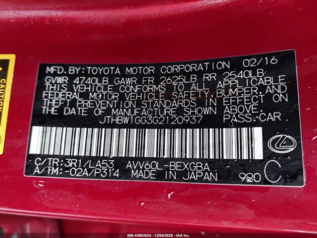 2016 LEXUS ES 300H JTHBW1GG3G2120937 Photo 8