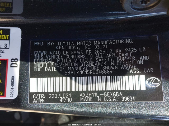 58ADA1C15RU046684 Lexus ES 300H