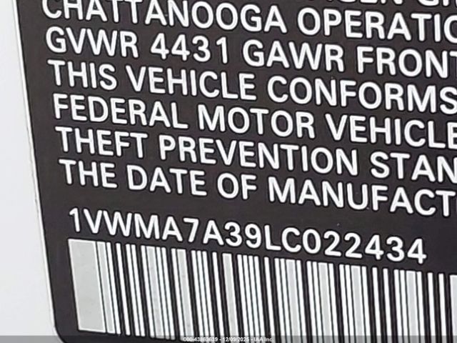 2020 VOLKSWAGEN PASSAT 1VWMA7A39LC022434 Photo 8