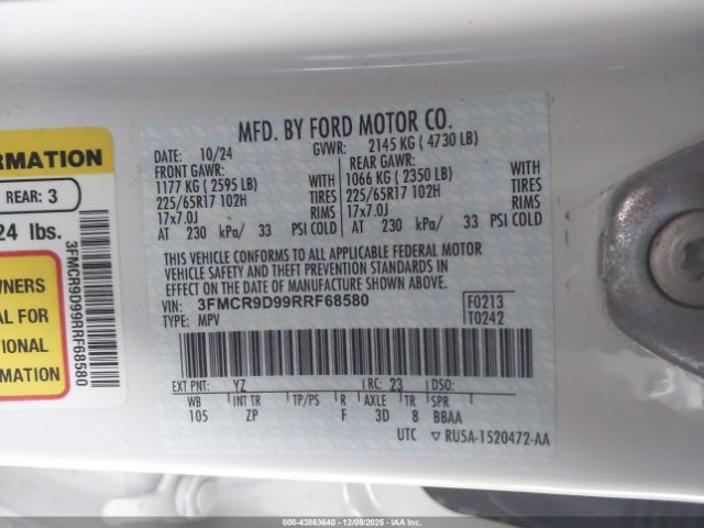 2024 FORD BRONCO SPORT 3FMCR9D99RRF68580 Photo 8