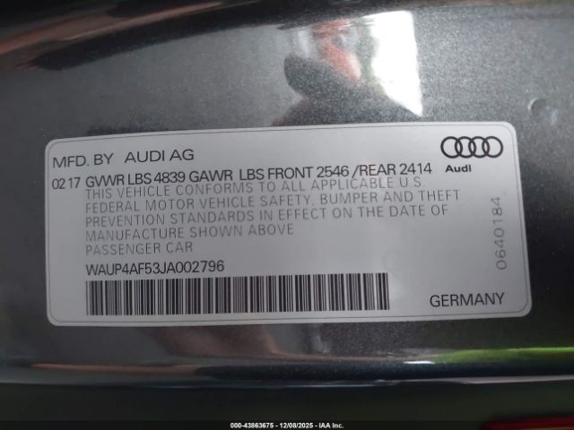 2018 AUDI S5 WAUP4AF53JA002796 Photo 8
