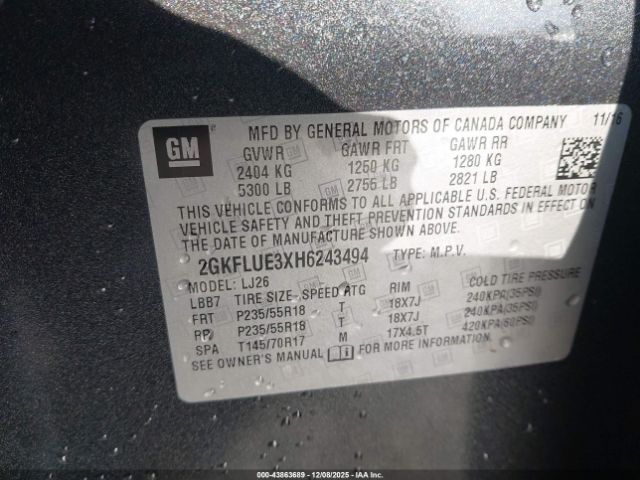 2017 GMC TERRAIN 2GKFLUE3XH6243494 Photo 8