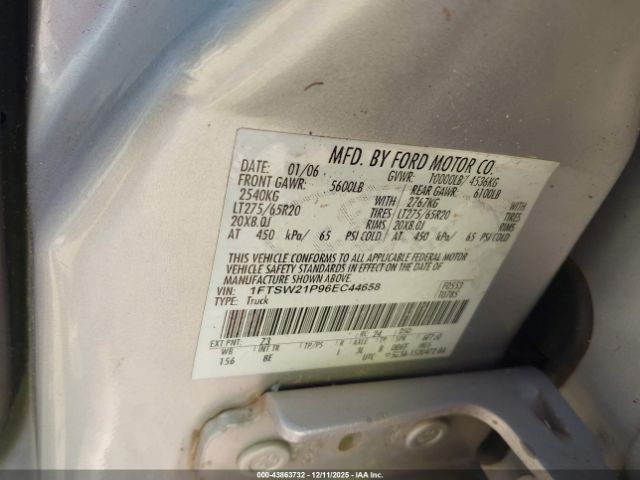 2006 FORD F-250 1FTSW21P96EC44658 Photo 8