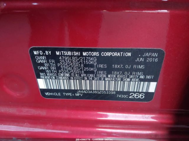 2016 MITSUBISHI OUTLANDER JA4AD3A36GZ053398 Photo 8