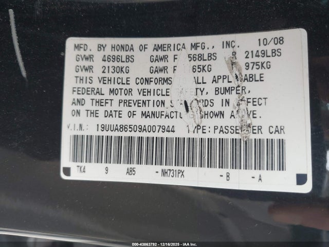 2009 ACURA TL 19UUA86509A007944 Photo 8