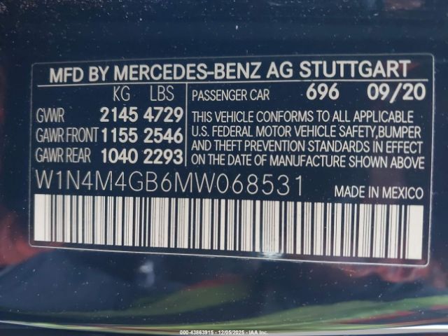 2021 MERCEDES-BENZ GLB 250 W1N4M4GB6MW068531 Photo 8