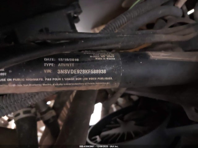 2019 POLARIS RZR 3NSVDE928KF588938 Photo 9