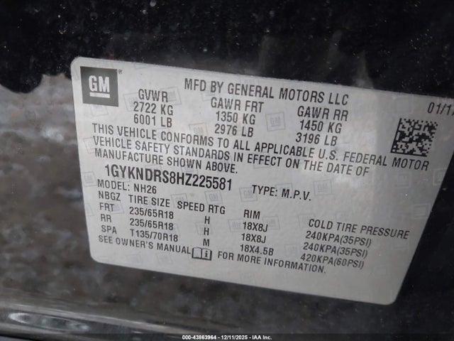2017 CADILLAC XT5 1GYKNDRS8HZ225581 Photo 8