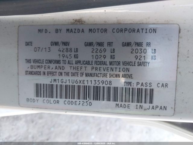 2014 MAZDA MAZDA6 JM1GJ1U6XE1135908 Photo 8