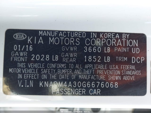 KIA RIO LX 2016 KNADM4A30G6676068 Image 9