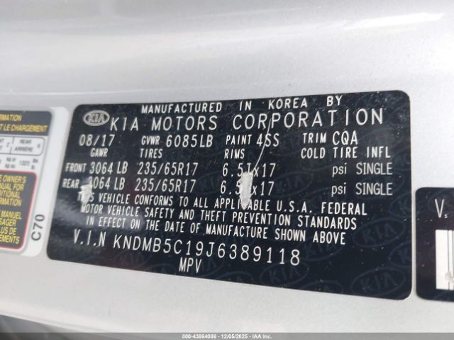 2018 KIA SEDONA KNDMB5C19J6389118 Photo 8