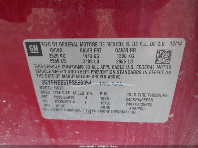 2015 CADILLAC SRX 3GYFNEE37FS556054 Photo 8