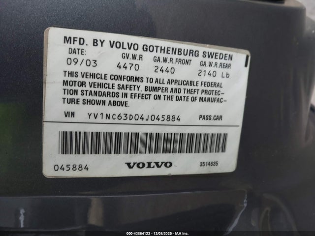 2004 VOLVO C70 YV1NC63D04J045884 Photo 8