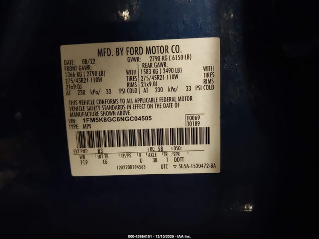 1FM5K8GC6NGC04505 Ford Explorer St
