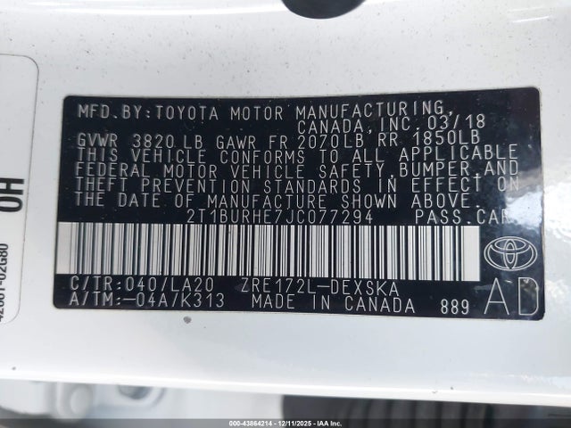 Toyota Corolla Xse 2018 2T1BURHE7JC077294 Image 9