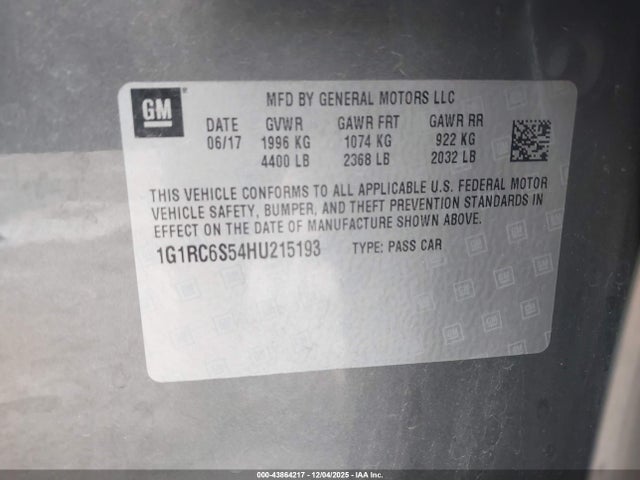1G1RC6S54HU215193 Chevrolet VOLT LT
