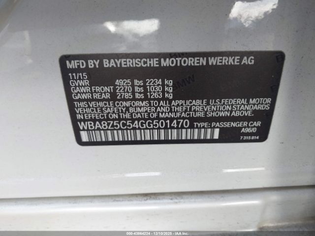 2016 BMW 328I GRAN TURISMO WBA8Z5C54GG501470 Photo 8