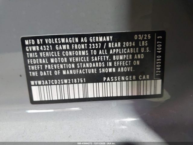 2025 VOLKSWAGEN GOLF GTI WVW3A7CD2SW218751 Photo 8
