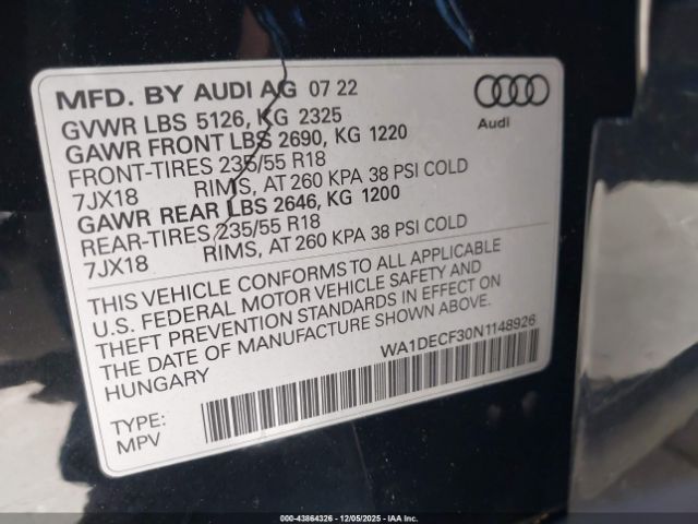 2022 AUDI Q3 WA1DECF30N1148926 Photo 8