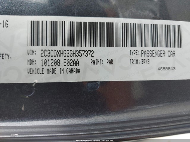 Dodge Charger Sxt 2016 2C3CDXHG3GH357372 Image 9