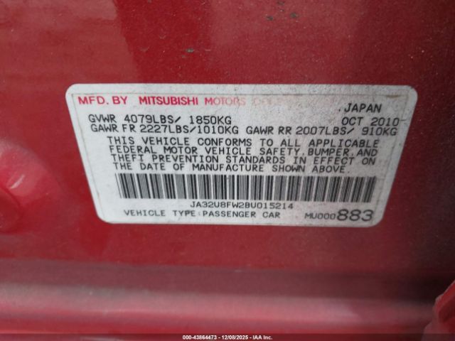 2011 MITSUBISHI LANCER JA32U8FW2BU015214 Photo 8