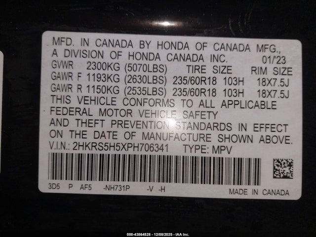 Продажа на аукционе авто 2023 Honda Cr-v Hybrid Sport, vin: 2HKRS5H5XPH706341, номер лота: 43864528