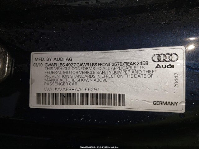 2010 AUDI S5 WAUVVAFR8AA066291 Photo 8