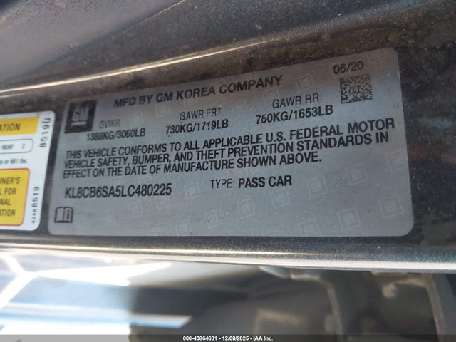 Chevrolet Spark Fwd Ls Automatic 2020 KL8CB6SA5LC480225 Image 9
