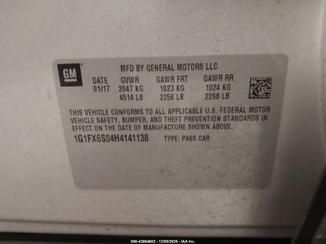 2017 CHEVROLET BOLT EV 1G1FX6S04H4141138 Photo 8