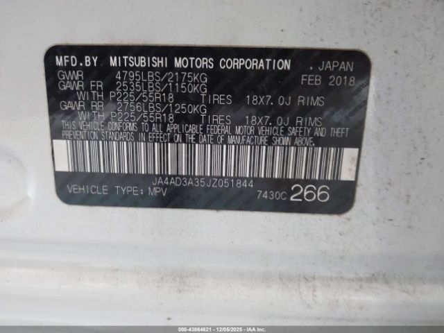 2018 MITSUBISHI OUTLANDER JA4AD3A35JZ051844 Photo 8