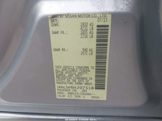 1N4AL3AP8EN207518 Nissan ALTIMA 2.5