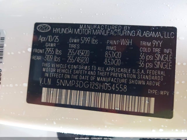 5NMP3DG12SH054558 Hyundai Santa Fe Hybrid Limited