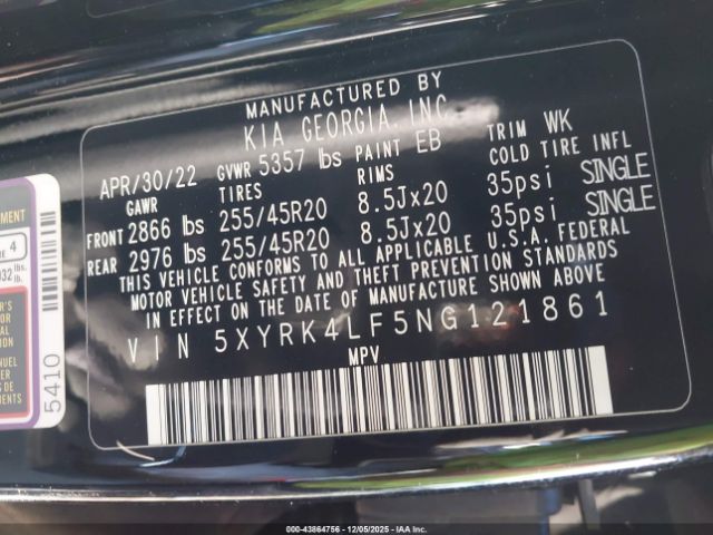 2022 KIA SORENTO 5XYRK4LF5NG121861 Photo 8