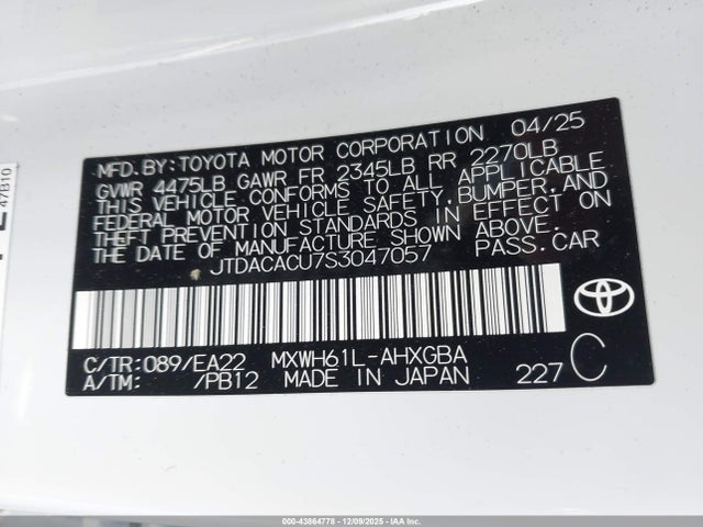 JTDACACU7S3047057 Toyota Prius Plug-in Hybrid Xse