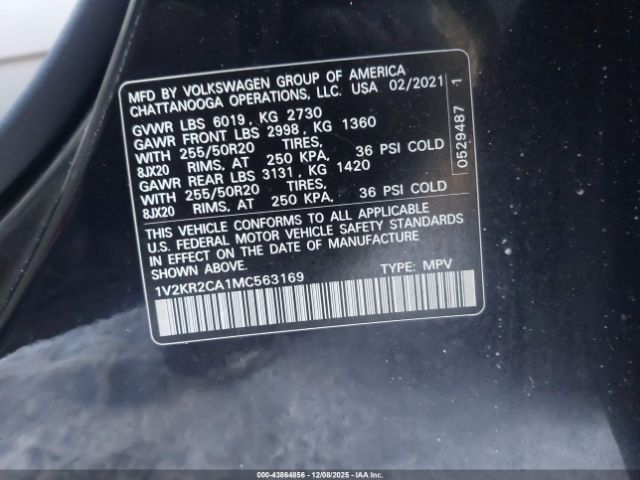 2021 VOLKSWAGEN ATLAS 1V2KR2CA1MC563169 Photo 8