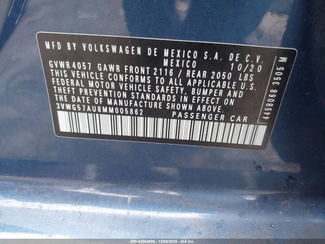 2021 VOLKSWAGEN GOLF 3VWG57AU8MM005862 Photo 8