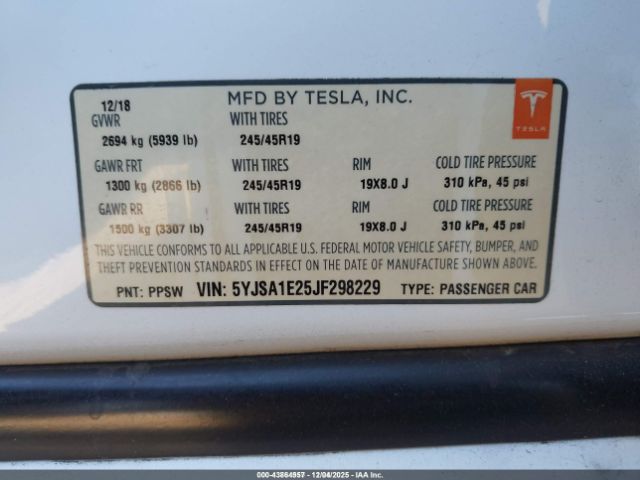 2018 TESLA MODEL S 5YJSA1E25JF298229 Photo 8