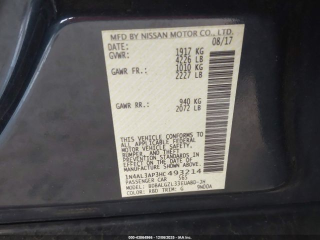 2017 NISSAN ALTIMA 1N4AL3AP3HC493214 Photo 8