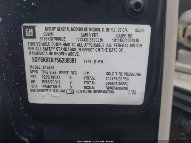 2005 CADILLAC ESCALADE EXT 3GYEK62N75G280881 Photo 8