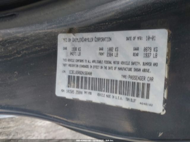 2002 CHRYSLER SEBRING 1C3EL65R82N166400 Photo 8