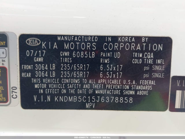 KIA SEDONA LX 2018 KNDMB5C15J6378858 Image 9