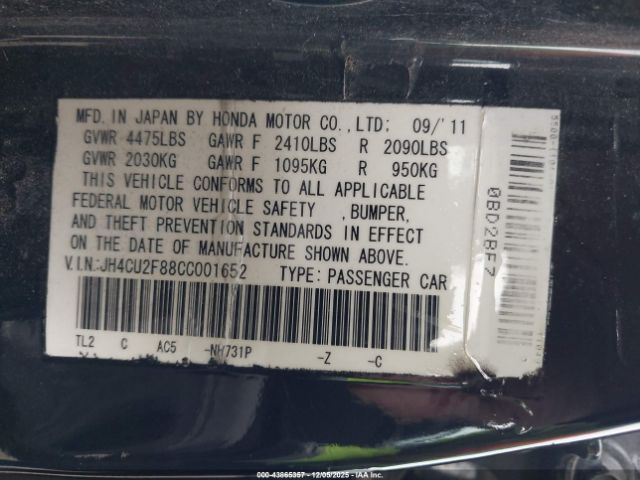 2012 ACURA TSX JH4CU2F88CC001652 Photo 8