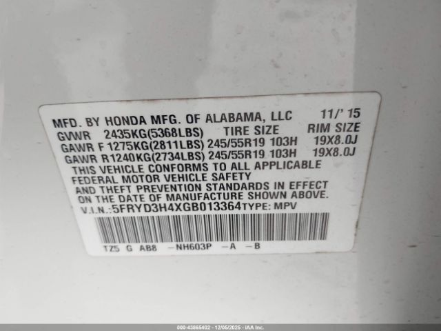 2016 ACURA MDX 5FRYD3H4XGB013364 Photo 8